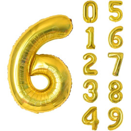 ЗОЛОТОЙ ВОЗДУШНЫЙ ШАР 68СМ ЦИФРА 6