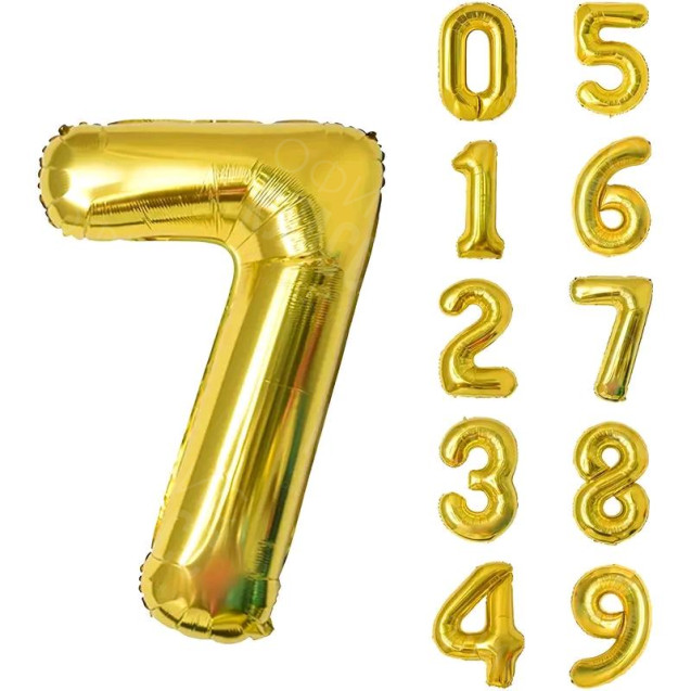 ЗОЛОТОЙ ВОЗДУШНЫЙ ШАР 68СМ ЦИФРА 7
