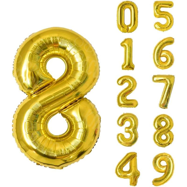 ЗОЛОТОЙ ВОЗДУШНЫЙ ШАР 68СМ ЦИФРА 8