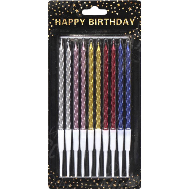 НАБОР СВЕЧЕЙ ДЛЯ ТОРТА 10ШТ TL-1046 МЕТАЛЛИК СПИРАЛЬ