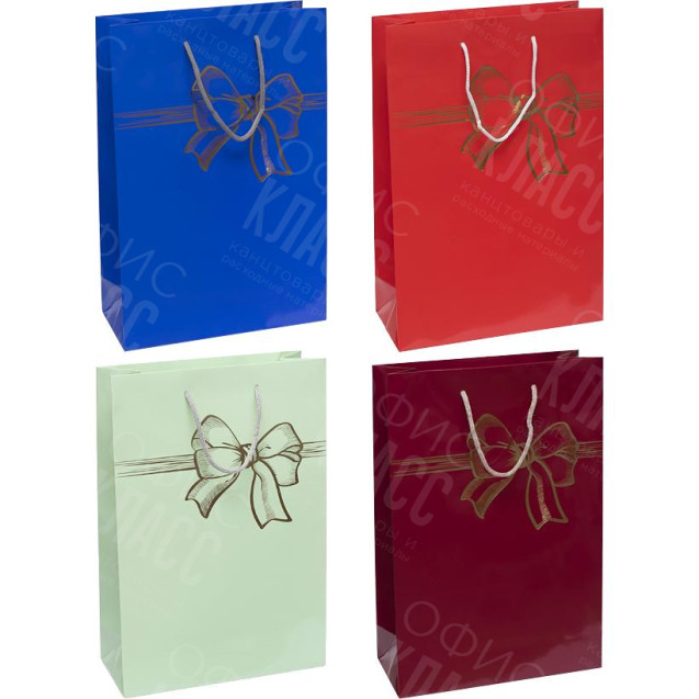 ПАКЕТ ЦВЕТНОЙ БОЛЬШОЙ "БАНТ" ВЕРТИКАЛЬНЫЙ 25Х39Х8СМ 5023