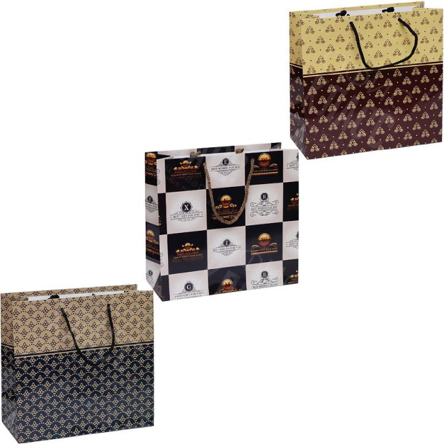 ПАКЕТ ЦВЕТНОЙ КВАДРАТ "МУЖСКОЙ" 24Х24Х10 СМ 4007