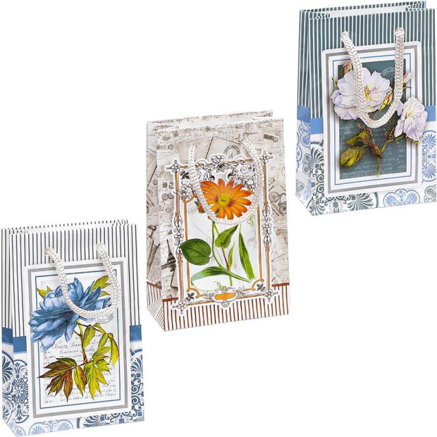 ПАКЕТ ЦВЕТНОЙ МИНИ "ЦВЕТЫ"МИКС 8Х12Х3,5 СМ 0003