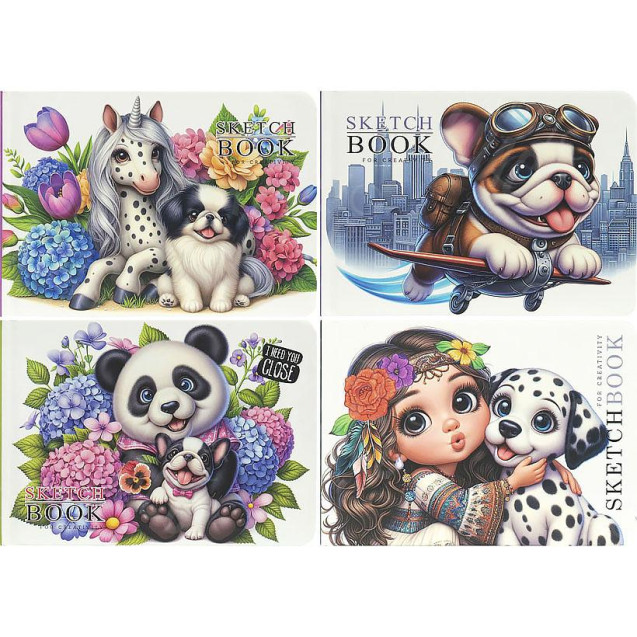 БЛОКНОТ СКЕТЧБУК А6"FRESH" 48Л.ЧИСТЫЙ ЛИСТ 100Г/М2, ТВЕРДАЯ ОБЛ. 9834/-35/-36/-37