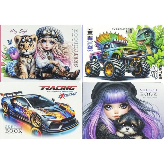 БЛОКНОТ СКЕТЧБУК В6"FRESH" 48Л.ЧИСТЫЙ ЛИСТ 100Г/М2, ТВЕРДАЯ ОБЛ. 9838/-39/-40/-41