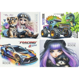 БЛОКНОТ СКЕТЧБУК В6"FRESH" 48Л.ЧИСТЫЙ ЛИСТ 100Г/М2, ТВЕРДАЯ ОБЛ. 9838/-39/-40/-41