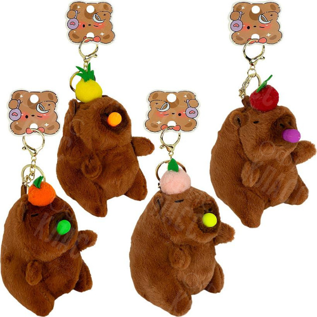 БРЕЛОК ПЛЮШЕВЫЙ КАПИБАРА С ШАРИКОМ И ЗВУКОВЫМ ЭФФЕКТОМ KP-03