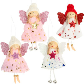 УКРАШЕНИЕ-ИГРУШКА ЕЛОЧНАЯ "КУКОЛКА АНГЕЛОК" ЦВЕТНАЯ 12*8СМ CX25-5