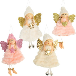 УКРАШЕНИЕ-ИГРУШКА ЕЛОЧНАЯ "КУКОЛКА АНГЕЛОК" ЦВЕТНАЯ 12*8СМ CX25-7