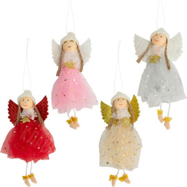 УКРАШЕНИЕ-ИГРУШКА ЕЛОЧНАЯ "КУКОЛКА АНГЕЛОК" ЦВЕТНАЯ 20*9,5СМ CX25-8