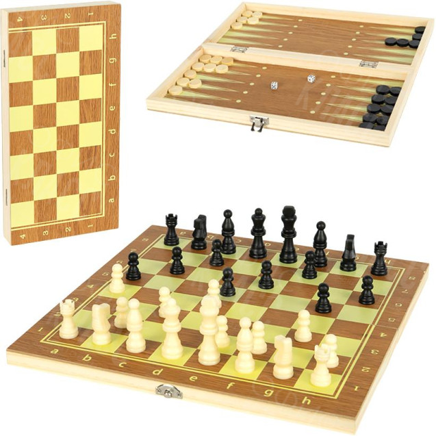 ШАХМАТЫ ДЕРЕВЯННЫЕ 3 В 1, 40СМ 624А