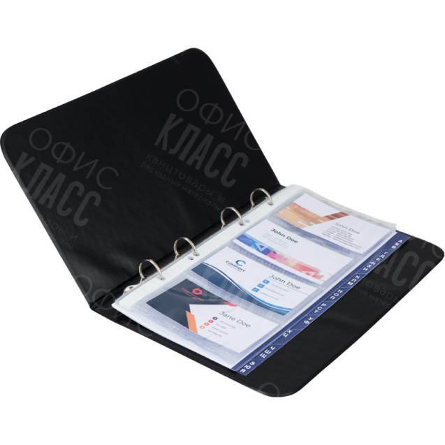 ВИЗИТНИЦА НА КОЛЬЦАХ AXENT 2503-01-A XEPTER, 80 ВИЗИТОК, 20 РАЗДЕЛОВ, ЧЕРНАЯ