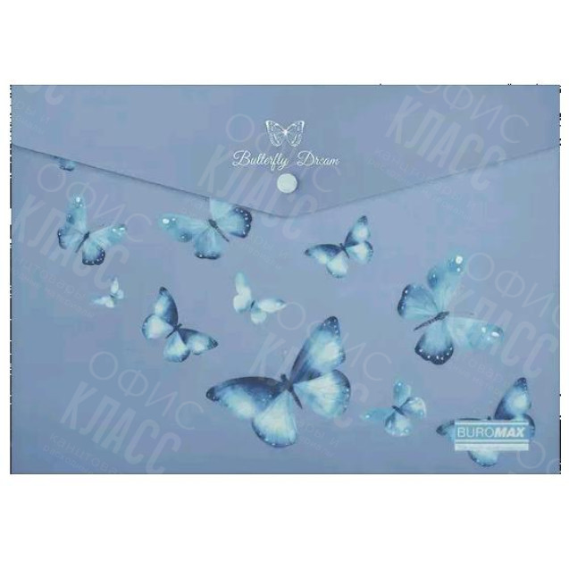 ПАПКА-КОНВЕРТ НА КНОПКЕ A4 BUROMAX ARABESKI МАТОВАЯ ПОЛУПРОЗРАЧНАЯ СИНИЙ ЭЛЕКТРИК BM.3943-45