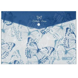 ПАПКА-КОНВЕРТ НА КНОПКЕ A4 BUROMAX ARABESKI МАТОВАЯ ПОЛУПРОЗРАЧНАЯ СИНЯЯ BM.3943-02