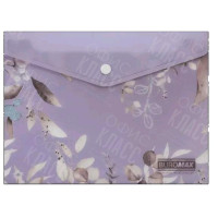 ПАПКА-КОНВЕРТ НА КНОПКЕ A5 BUROMAX ARABESKI LAVENDULA МАТОВЫЙ НЕПРОЗРАЧНЫЙ ПЛАСТИК