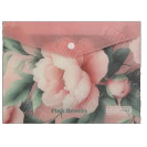 ПАПКА-КОНВЕРТ НА КНОПКЕ A5 BUROMAX ARABESKI PINK FLOWER МАТОВЫЙ НЕПРОЗРАЧНЫЙ ПЛАСТИК