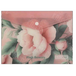 ПАПКА-КОНВЕРТ НА КНОПКЕ A5 BUROMAX ARABESKI PINK FLOWER МАТОВЫЙ НЕПРОЗРАЧНЫЙ ПЛАСТИК