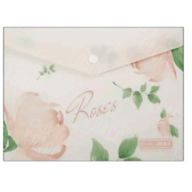 ПАПКА-КОНВЕРТ НА КНОПКЕ A5 BUROMAX ARABESKI ROSES МАТОВЫЙ НЕПРОЗРАЧНЫЙ ПЛАСТИК