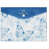 ПАПКА-КОНВЕРТ НА КНОПКЕ A5 BUROMAX ARABESKI МАТОВАЯ ПОЛУПРОЗРАЧНАЯ СИНЯЯ