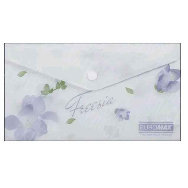 ПАПКА-КОНВЕРТ НА КНОПКЕ DL BUROMAX ARABESKI FREESIA, МАТОВЫЙ НЕПРОЗРАЧНЫЙ ПЛАСТИК