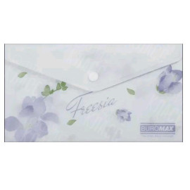 ПАПКА-КОНВЕРТ НА КНОПКЕ DL BUROMAX ARABESKI FREESIA, МАТОВЫЙ НЕПРОЗРАЧНЫЙ ПЛАСТИК