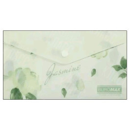 ПАПКА-КОНВЕРТ НА КНОПКЕ DL BUROMAX ARABESKI JASMINE, МАТОВЫЙ НЕПРОЗРАЧНЫЙ ПЛАСТИК