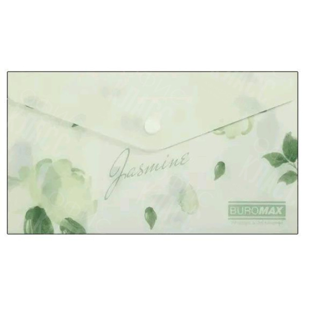 ПАПКА-КОНВЕРТ НА КНОПКЕ DL BUROMAX ARABESKI JASMINE, МАТОВЫЙ НЕПРОЗРАЧНЫЙ ПЛАСТИК