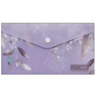 ПАПКА-КОНВЕРТ НА КНОПКЕ DL BUROMAX ARABESKI LAVENDULA, МАТОВЫЙ НЕПРОЗРАЧНЫЙ ПЛАСТИК