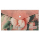 ПАПКА-КОНВЕРТ НА КНОПКЕ DL BUROMAX ARABESKI PINK FLOWER, МАТОВЫЙ НЕПРОЗРАЧНЫЙ ПЛАСТИК