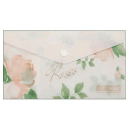 ПАПКА-КОНВЕРТ НА КНОПКЕ DL BUROMAX ARABESKI ROSES МАТОВЫЙ НЕПРОЗРАЧНЫЙ ПЛАСТИК