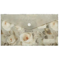 ПАПКА-КОНВЕРТ НА КНОПКЕ DL BUROMAX ARABESKI ROSES, МАТОВЫЙ НЕПРОЗРАЧНЫЙ ПЛАСТИК