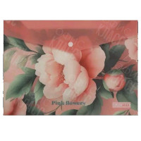 ПАПКА-КОНВЕРТ НА КНОПКЕ А4 BUROMAX ARABESKI PINK FLOWER, МАТОВЫЙ НЕПРОЗРАЧНЫЙ ПЛАСТИК BM.3943-10