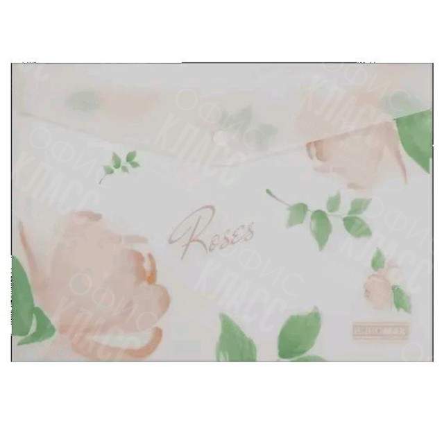 ПАПКА-КОНВЕРТ НА КНОПКЕ А4 BUROMAX ARABESKI ROSES МАТОВЫЙ НЕПРОЗРАЧНЫЙ ПЛАСТИК BM.3943-27