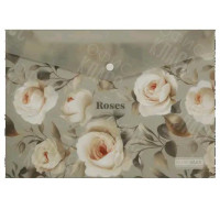 ПАПКА-КОНВЕРТ НА КНОПКЕ А4 BUROMAX ARABESKI ROSES, МАТОВЫЙ НЕПРОЗРАЧНЫЙ ПЛАСТИК BM.3943-20