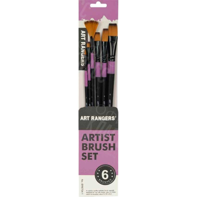 НАБОР КИСТЕЙ ХУДОЖЕСТВЕННЫХ 6ШТ "ART RANGER" С ДЛИННОЙ РУЧКОЙ 30 СМ.BR6706-1