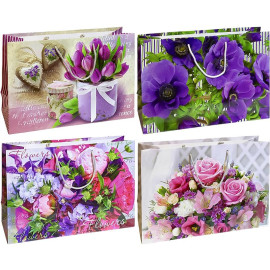 ПАКЕТ ЦВЕТНОЙ БОЛЬШОЙ "ЦВЕТЫ" ГОРИЗОНТАЛЬНЫЙ 36Х25Х10 СМ 5061