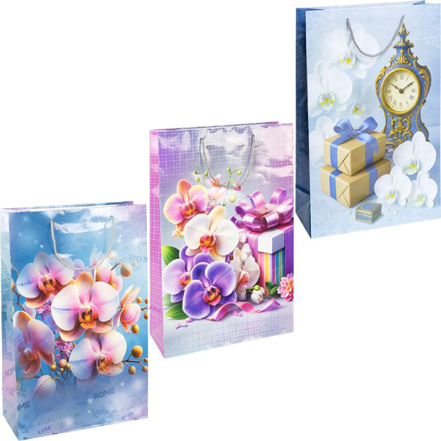 ПАКЕТ ЦВЕТНОЙ ГИГАНТ "ЦВЕТЫ" ВЕРТИКАЛЬНЫЙ 45Х30Х12СМ 6015