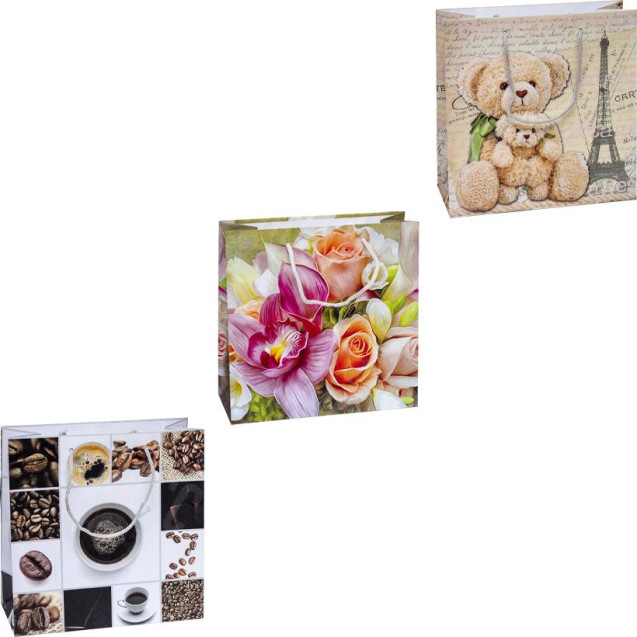 ПАКЕТ ЦВЕТНОЙ КВАДРАТ "МИКС" 24Х24Х10 СМ 4026