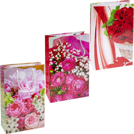 ПАКЕТ ЦВЕТНОЙ СРЕДНИЙ "ЦВЕТЫ" 27Х16Х7 СМ 3027