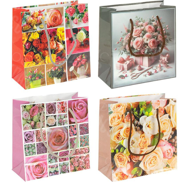 ПАКЕТ ЦВЕТНОЙ ЧАШКА "БУКЕТ" 16Х16Х7 СМ 2002