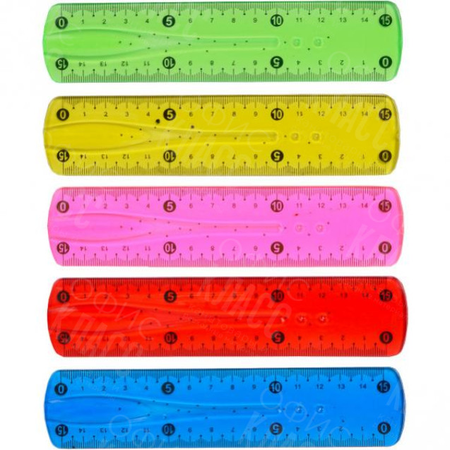 ЛИНЕЙКА  15 СМ ПЛАСТИКОВАЯ НЕЛОМАЙКА