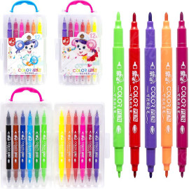 ФЛОМАСТЕР ДВУХСТОРОННИЙ 12 ЦВЕТОВ 249-12 В ПЛАСТИКОВОМ БОКСЕ