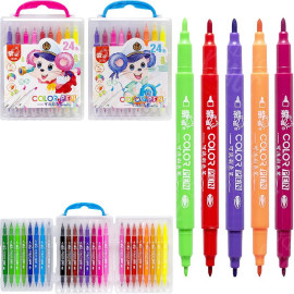 ФЛОМАСТЕР ДВУХСТОРОННИЙ 24 ЦВЕТА 249-24 В ПЛАСТИКОВОМ БОКСЕ