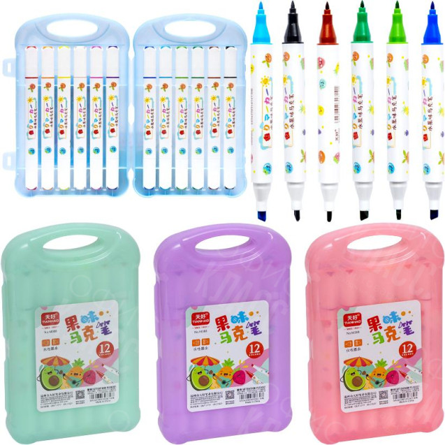 ФЛОМАСТЕРЫ ДВУХСТОРОННИЕ 12 ЦВЕТОВ, АРОМАТИЗИРОВАННЫЕ M388-12