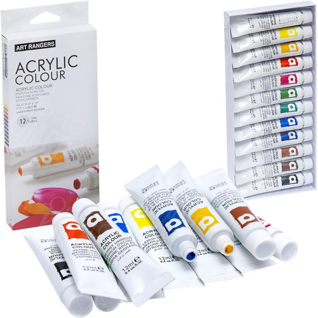 КРАСКИ 12МЛ "ART RANGER" 12 ЦВЕТОВ "ACRYLIE" PA31.12012