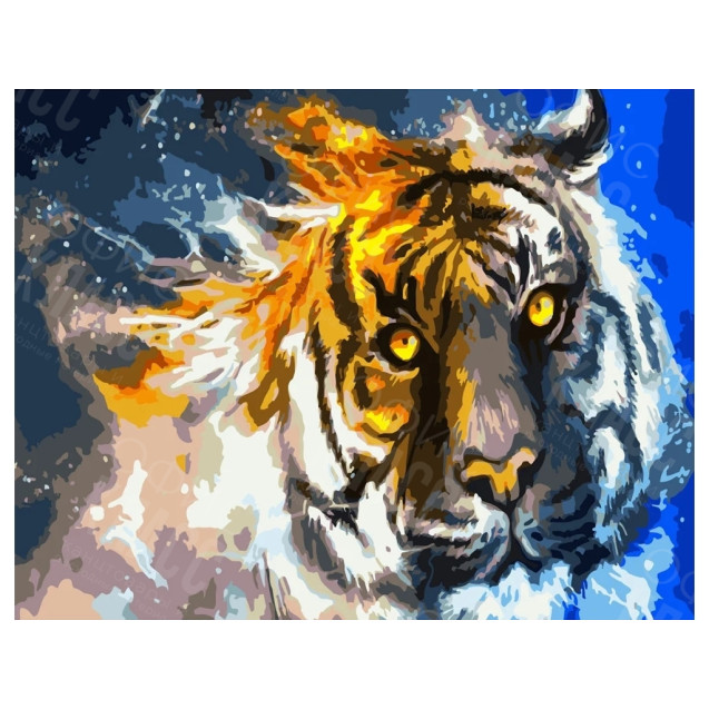 КАРТИНА ПО НОМЕРАМ ОГНЕННЫЙ ТИГР 40Х50 СМ, STRATEG