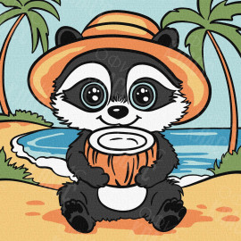 КАРТИНА ПО НОМЕРАМ - ЕНОТ И КОКОС ©ART_SELENA_UA 25Х25СМ