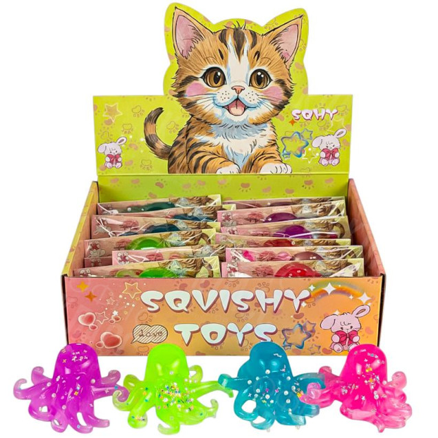 ИГРУШКА-АНТИСТРЕСС СКВИШ 10*10*3СМ "ОСЬМИНОГ" 2636-6