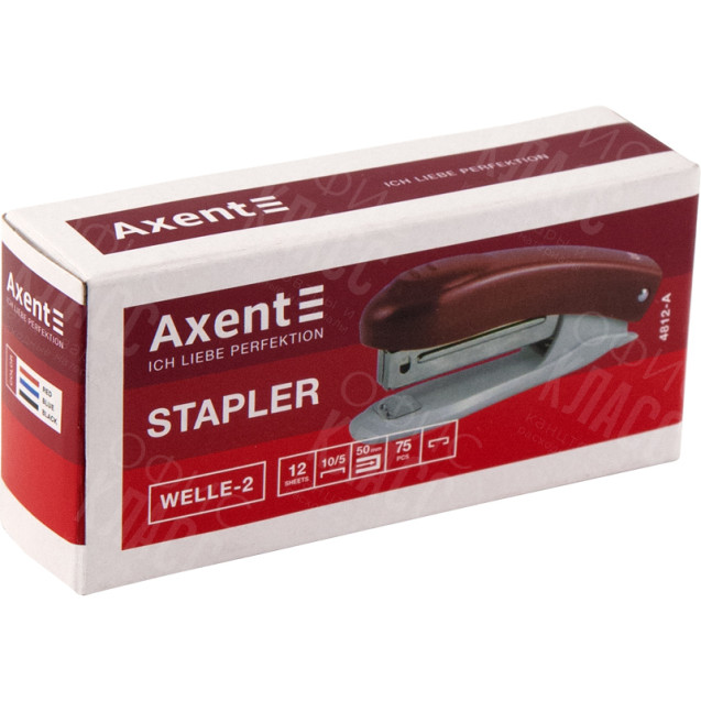 СТЕПЛЕР КАНЦЕЛЯРСКИЙ №10/5 AXENT WELLE-2 4812-01-A, ПЛАСТИКОВЫЙ, 12 ЛИСТОВ, ЧЕРНЫЙ